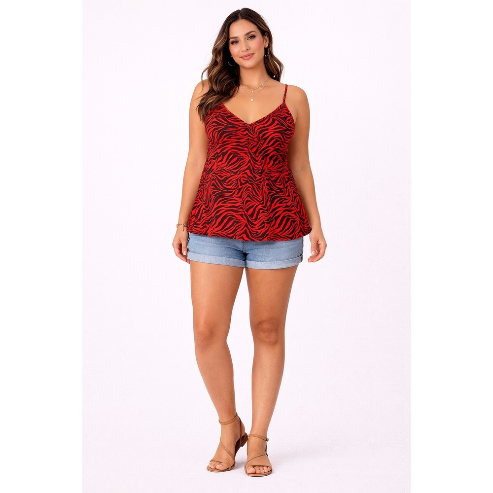 No Boundaries Red Black Zebra Print Cami‎ Tank XL 15-17 Y2K